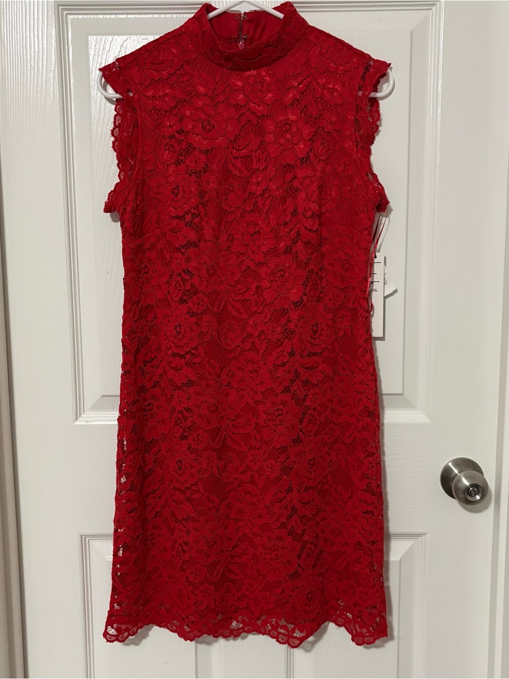 Nicole Miller Red Lace Midi Dress